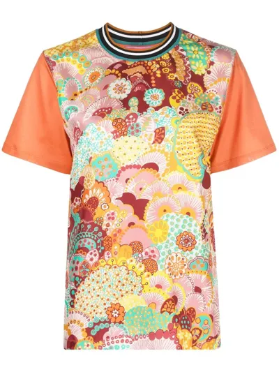 La Doublej Graphic-print Short-sleeve T-shirt In Orange