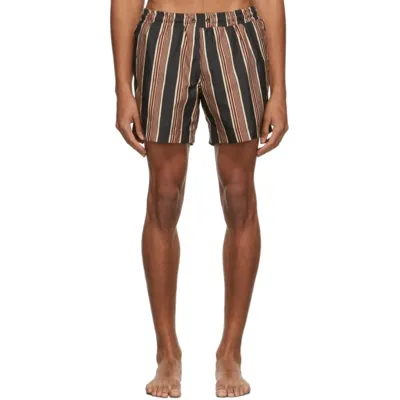 Commas Shadow Vertical-stripe Swim Shorts In Black