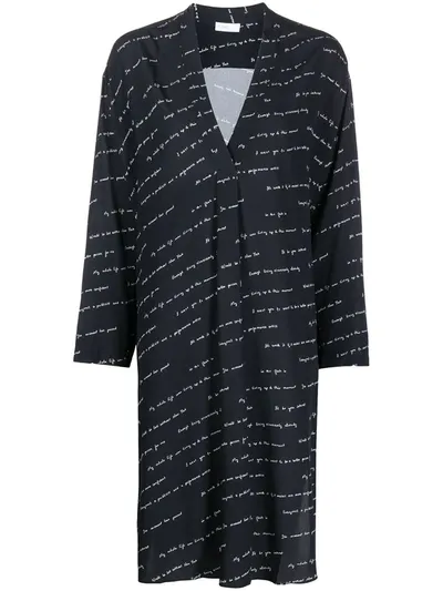 Rosetta Getty Slogan-print Silk Dress In Black