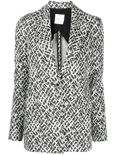 Rosetta Getty Geometric-print Single-breasted Blazer In Black