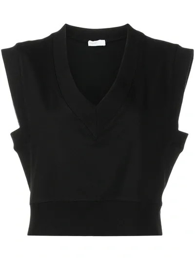 Rosetta Getty V-neck Cropped Cotton Tank Top In Black