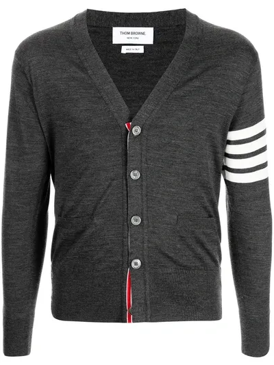 Thom Browne Intarsia-knit 4-bar Stripe Cardigan In Gray