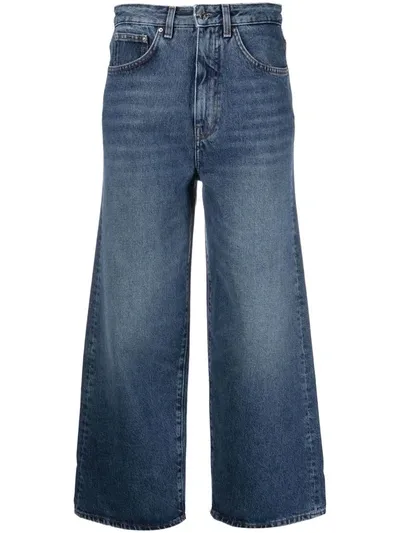 Totême Organic Cotton Cropped Flared Jeans In Blue