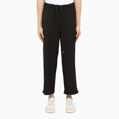 Loewe Wool Cropped Drawstring Cargo Pants In Black