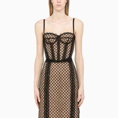 Gucci Gg Mesh And Lace Bustier In Multi