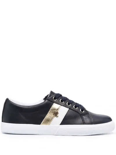 Lauren Ralph Lauren Janson Leather Sneakers In Black