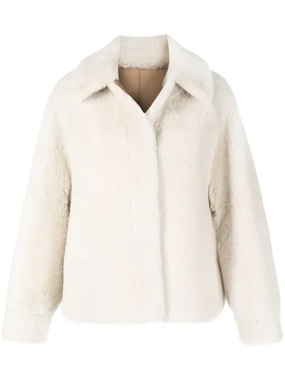 Goen J Dolman Sleeves Shearling Jacket In White