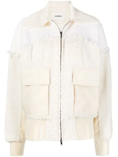 Goen J Frayed-detail Bomber Jacket In White