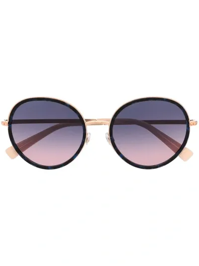 Valentino Rockstud Round-frame Sunglasses In Gold