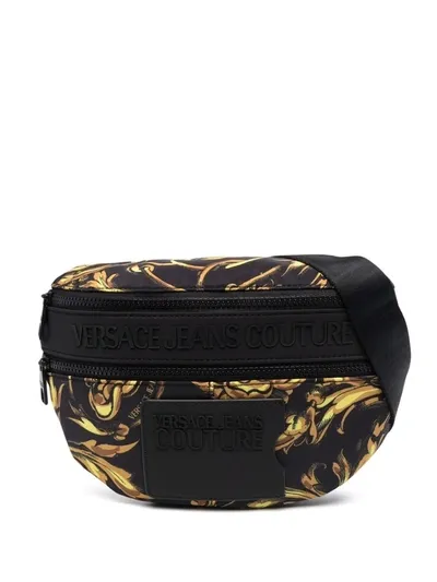 Versace Jeans Couture Baroque-print Belt Bag In Black