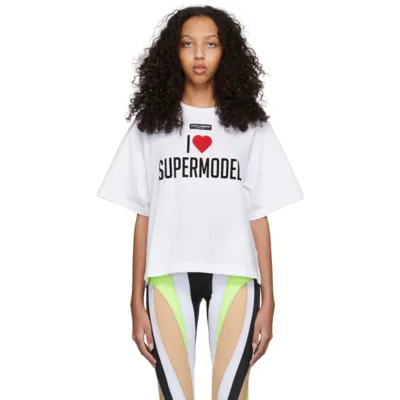 Dolce & Gabbana I Love Supermodel Printed Cotton T-shirt In White