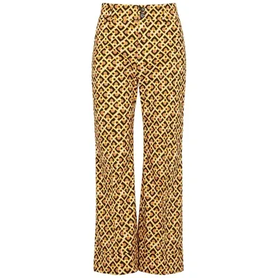 La Doublej Hendrix Printed Cropped Flared Trousers In Multicoloured