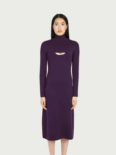 Ferragamo Wool And Lurex Dress In Violet