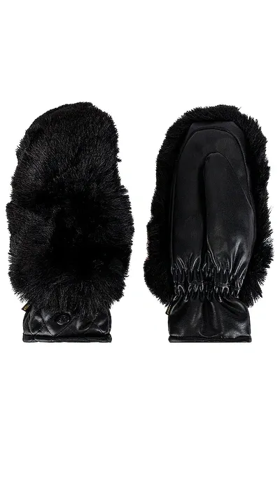 Goldbergh Hill Faux Fur Mittens In Black