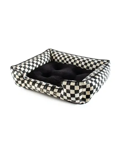 Mackenzie-childs Courtly Check Lulu Small Pet Bed In Black/white