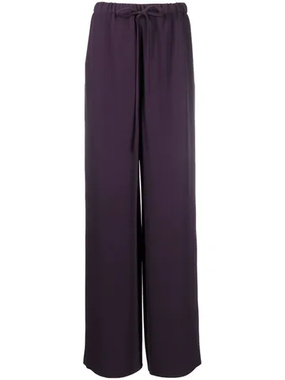 Valentino Ripe Plum Palazzo Trousers In Silk In Purple