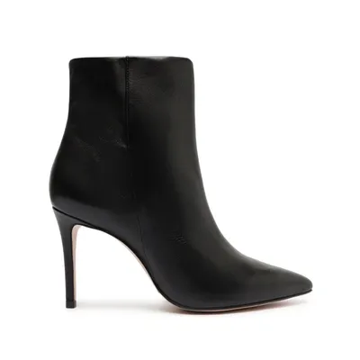 Schutz Mikki Leather Pointed-toe Booties In Black