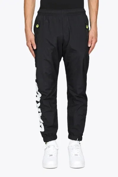 Barrow Nylon Pants Black Nylon Trackpant With Logo Print