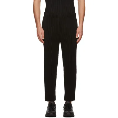 Issey Miyake Black Kersey Pleats Trousers In 15-black