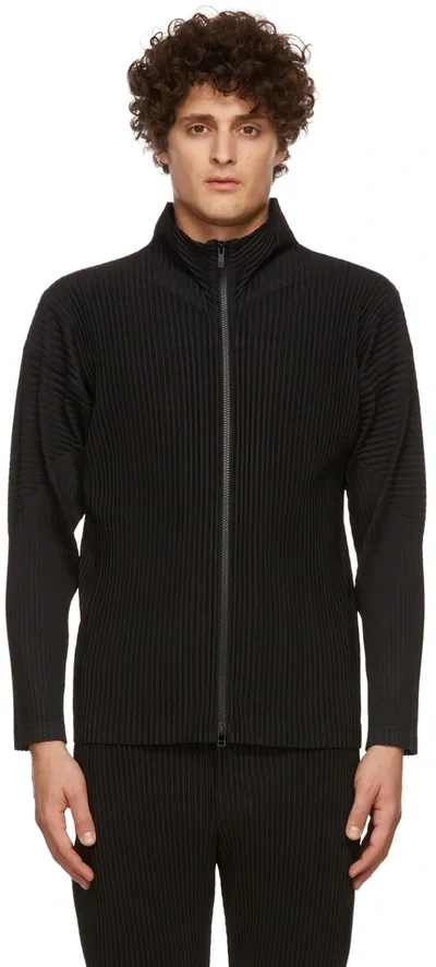 Issey Miyake Tailored Pleats Zip-up Jacket In Black