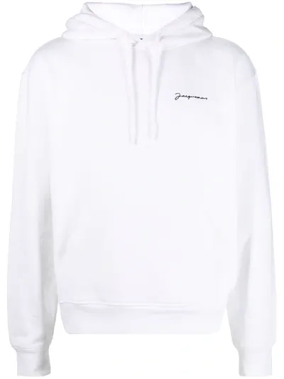 Jacquemus Embroidered-logo Pullover Hoodie In White