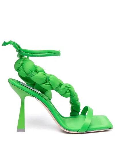 Sebastian Milano Braided Padded-strap 100mm Sandals In Green