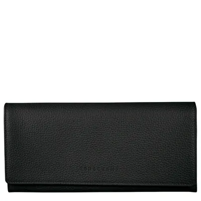 Longchamp Continental Wallet Le Foulonné In Black