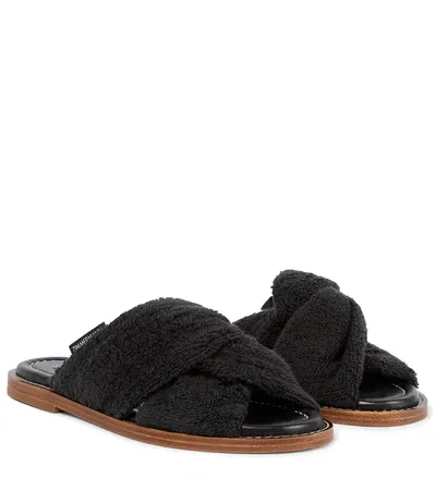 Zimmermann Knotted Terry Slides In Black