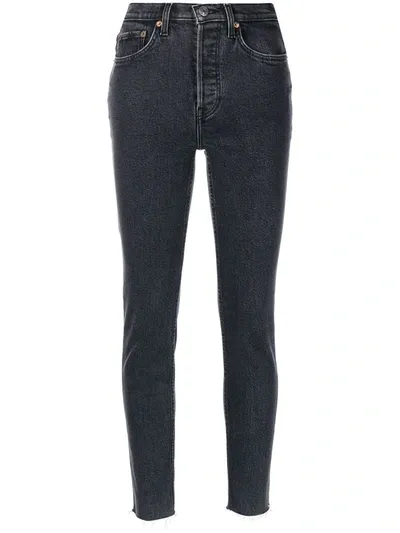 Re/done Comfort Stretch High-rise Stovepipe Jeans In Jet Black