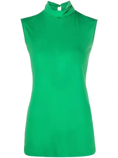 Styland Sleeveless High-neck Top In Green