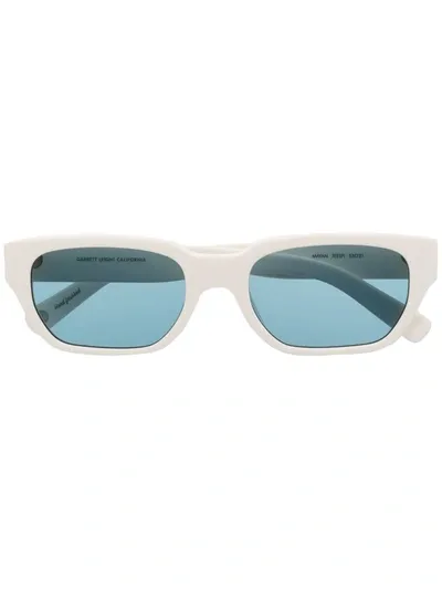 Garrett Leight Rectangle Frame Sunglasses In White