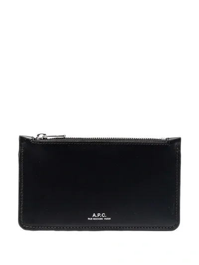 Apc Embossed-logo Wallet In Black