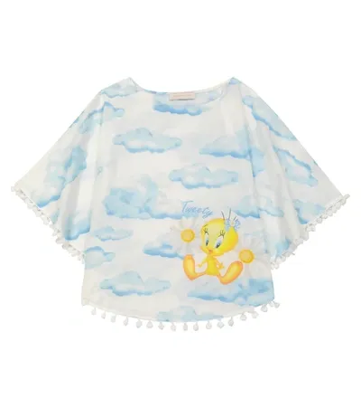 Monnalisa Kids' Girls Blue Tweety Beach Poncho