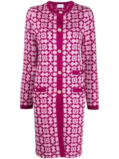 Ferragamo Knitted Gancini Galore Coat In Pink