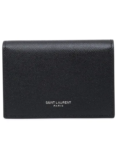 Saint Laurent Logo Print Bifold Cardholder In Black