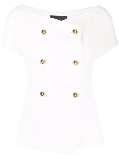 Philipp Plein Double-breasted Short-sleeve Blazer In White