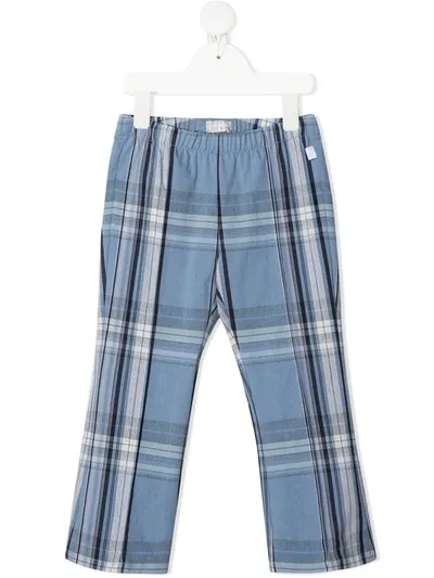 Il Gufo Kids' Checked Drawstring Trousers In Blue