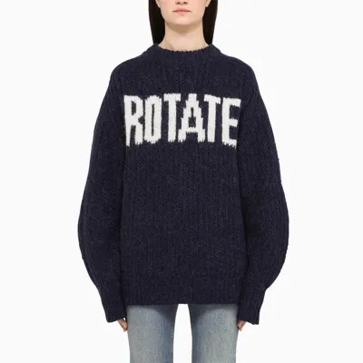 Rotate Birger Christensen Blue Logo-embroidery Crewneck Sweater