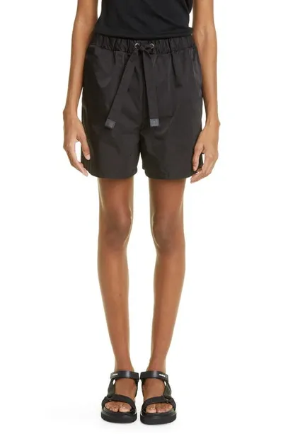 Moncler High-waisted Drawstring Shorts In Black