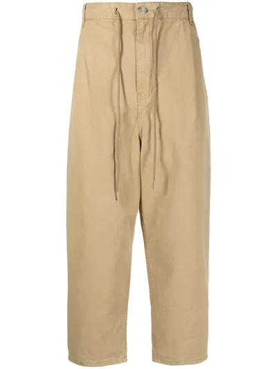 Juunj Cropped Tapered-leg Trousers In Brown