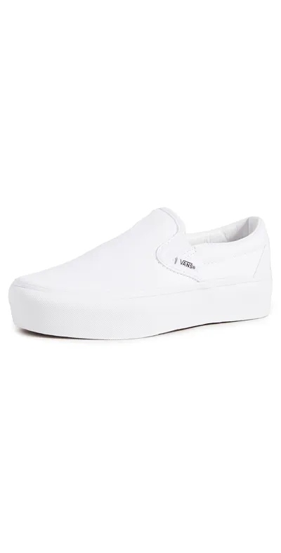 Vans Classic Slip On Platform Sneakers In White