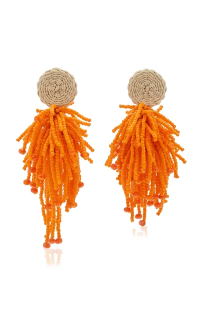 Johanna Ortiz Glass Beaded Luxurious Experience Earrings In Orange,green