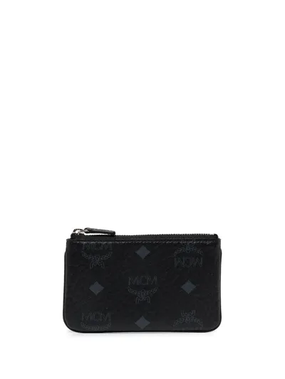 Mcm Mini Monogram-print Key Pouch In Black