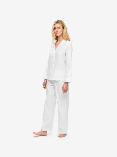 Derek Rose Women's Pyjamas Kate 7 Cotton Jacquard White