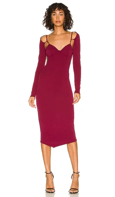 Nbd Riven Midi Dress In Burgundy