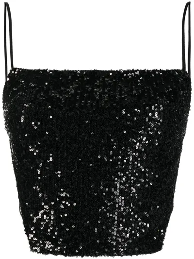 In The Mood For Love Glitter-detail Square-neck Vest In Black