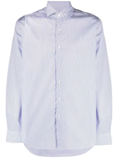 Xacus Striped Button-up Shirt In Blue