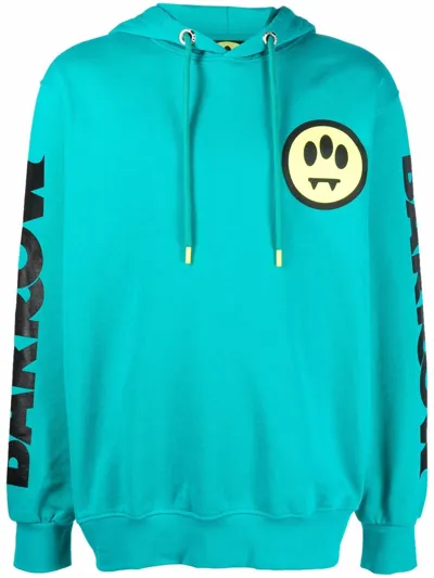 Barrow Logo Printed Cotton Jersey Hoodie In Green