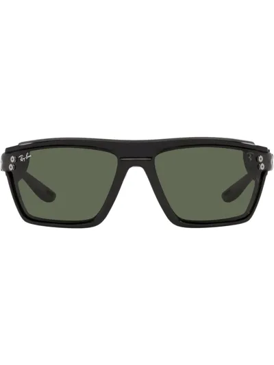 Ray Ban X Scuderia Ferrari Rectangle-frame Sunglasses In Black