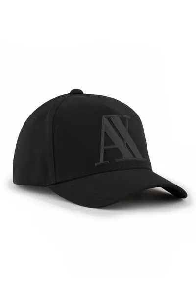 Armani Exchange Rubber Logo Baseball Cap In Black